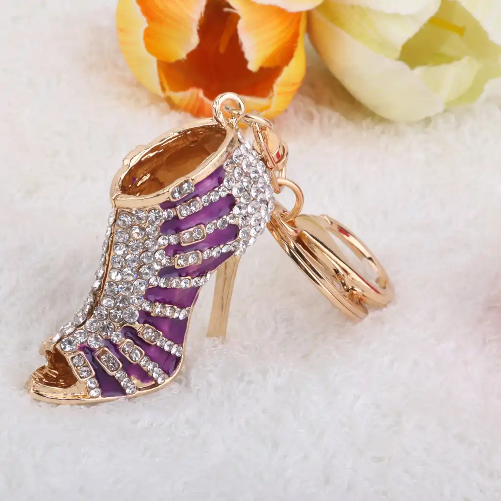 pcs crystal rhinestone shoe high heel charm bag pendant key ring