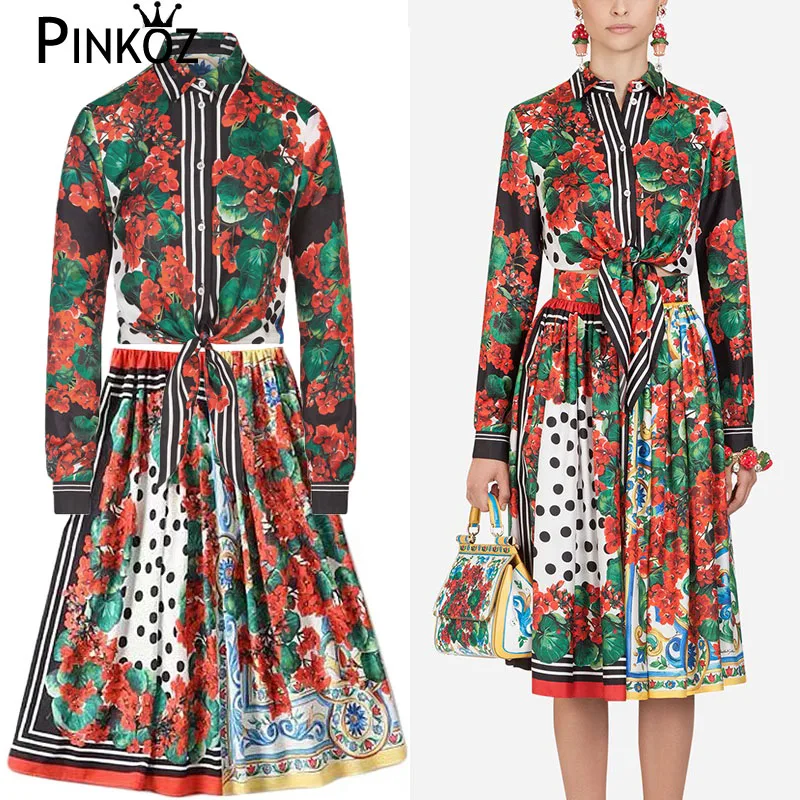 Pinkoz Runway Designer Suit Set Vintage Flower Print Bow Shirt Crop Top + Pleated Expansion Skirts Two Pieces Set Fashion
Pinkoz Runway Designer Suit Set Vintage Flower Print Bow Shirt Crop Top + Pleated Expansion Skirts Two Pieces Set Fashion