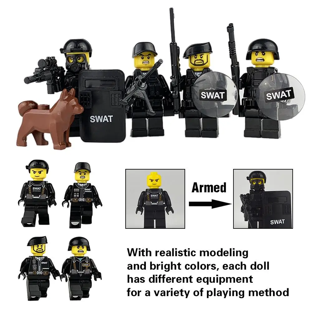 4pcs/set Military Forces Soldiers Bricks Figures Guns Weapons Compatible Legoings Armed SWAT Building Blocks Toys for Children
4pcs/set Military Forces Soldiers Bricks Figures Guns Weapons Compatible Legoings Armed SWAT Building Blocks Toys for Children