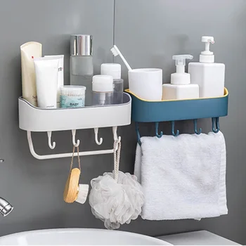 Multifunction Wall Mounted Bathroom Shelf With Hooks Double Colors Rack Self Adhesive Detachable Portable Kitchen Storage Rack
Multifunction Wall Mounted Bathroom Shelf With Hooks Double Colors Rack Self Adhesive Detachable Portable Kitchen Storage Rack