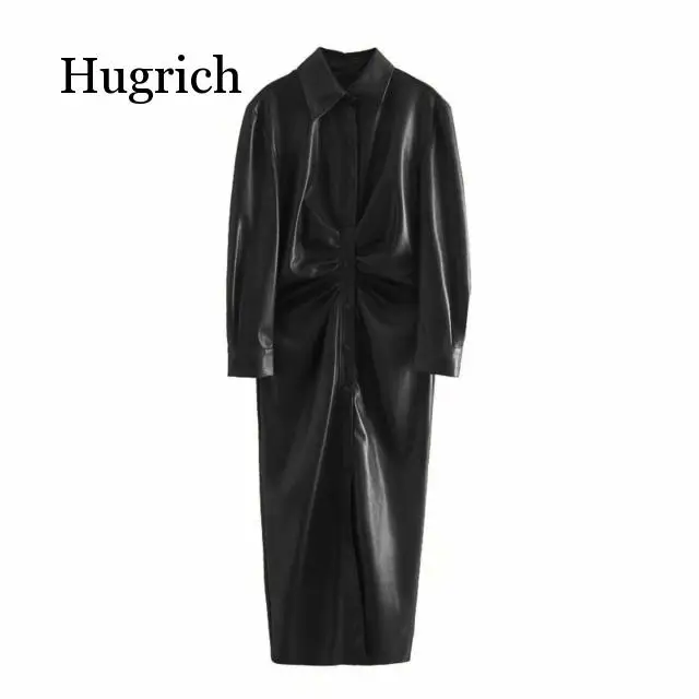 Women Fashion Single Breasted Pleated Pu Leather Shirt Office Ladies Long Sleeve Vestido Chic Autumn Dresses
Women Fashion Single Breasted Pleated Pu Leather Shirt Office Ladies Long Sleeve Vestido Chic Autumn Dresses