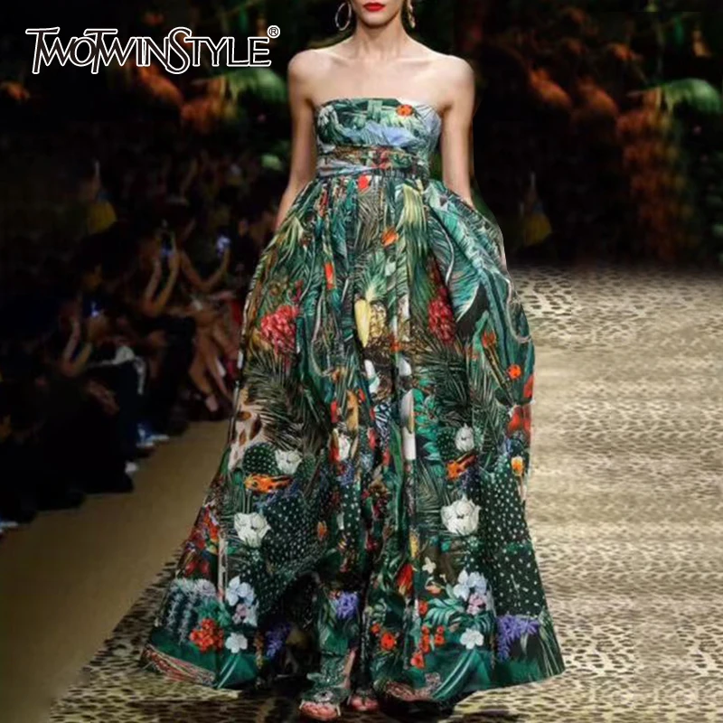 TWOTWINSTYLE Print Elegant Dress Women Square Collar Spaghetti Strap High Waist Ruched Dresses For Female 2020 Clothing Fashion
TWOTWINSTYLE Print Elegant Dress Women Square Collar Spaghetti Strap High Waist Ruched Dresses For Female 2020 Clothing Fashion