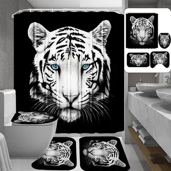 3D Print Animal Tiger Head Shower Curtains Bath Screens Waterproof Toilet Polyester Cover Mat Set Anti-Slip Bathroom Rugs Kits
3D Print Animal Tiger Head Shower Curtains Bath Screens Waterproof Toilet Polyester Cover Mat Set Anti-Slip Bathroom Rugs Kits