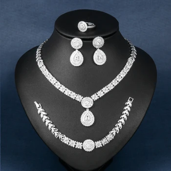 WEIMANJINGDIAN Zirconia Crystal Necklace Earring Bracelet and Rings Set of 4 Bridal Wedding Jewelry
WEIMANJINGDIAN Zirconia Crystal Necklace Earring Bracelet and Rings Set of 4 Bridal Wedding Jewelry