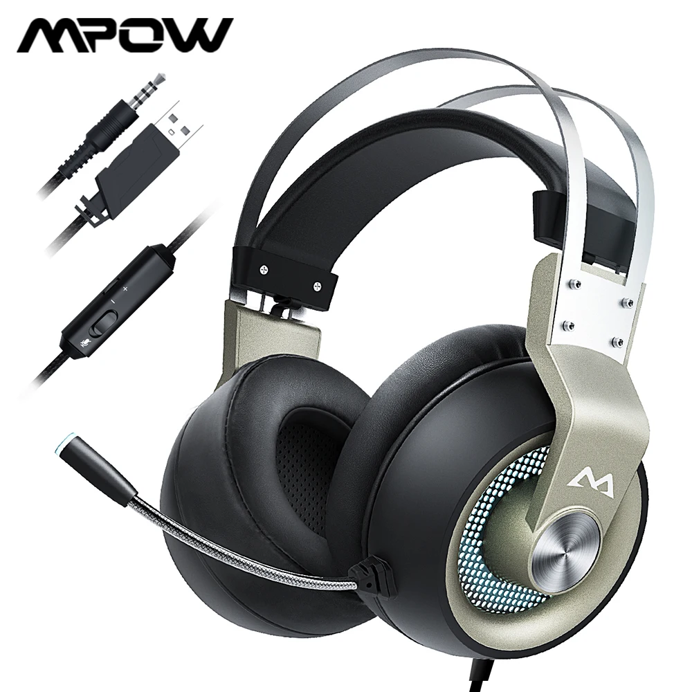 Игровая гарнитура Mpow EG3 Pro Накладные наушники с объемным звуком и микрофоном