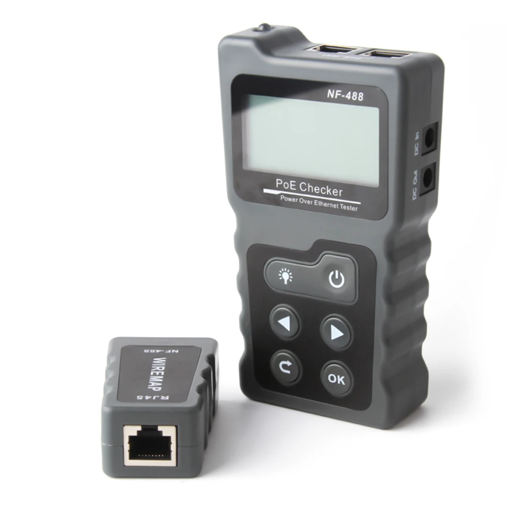 NF-488 Multi-functional LCD Network Cable Tester PoE Checker Inline PoE Voltage and Current Tester with Cable Tester
NF-488 Multi-functional LCD Network Cable Tester PoE Checker Inline PoE Voltage and Current Tester with Cable Tester