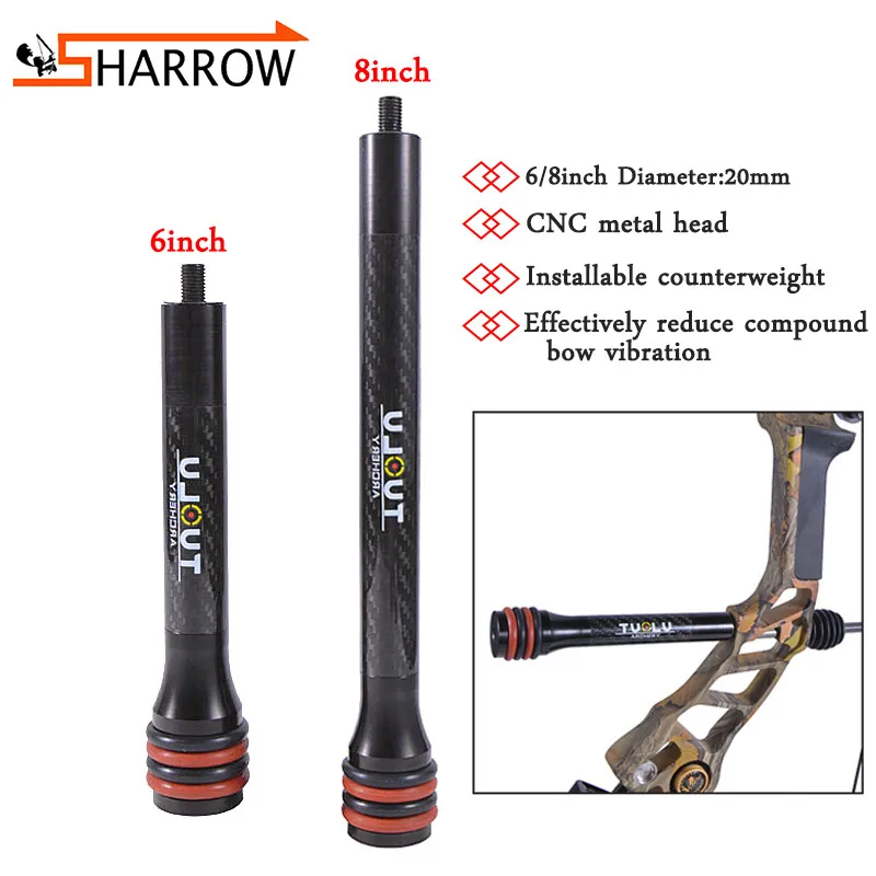 6/8" CNC Metal and Carbon Stabilizer Rod Compound Bow And Arrow Shooting Shock Absorber Archery Damper For Hunting Accessories
6/8" CNC Metal and Carbon Stabilizer Rod Compound Bow And Arrow Shooting Shock Absorber Archery Damper For Hunting Accessories