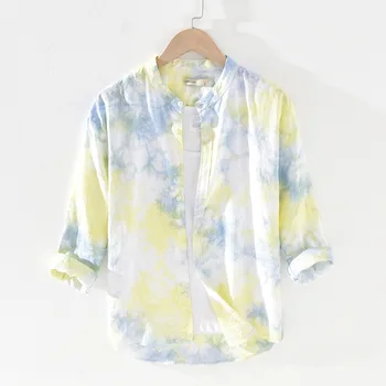 Men Spring Summer Fashion Japan Style Stand Collar Premium 100% Linen Single Breasted Tie-dye Shirts Male Vintage Casual Shirts
Men Spring Summer Fashion Japan Style Stand Collar Premium 100% Linen Single Breasted Tie-dye Shirts Male Vintage Casual Shirts