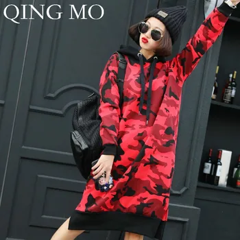 QING MO Women Red Green Camouflage Sweatshirt Dress 2020 Spring Autumn Women Knee-Length Long Sweatshirt Dress Hooded ZQY1165
QING MO Women Red Green Camouflage Sweatshirt Dress 2020 Spring Autumn Women Knee-Length Long Sweatshirt Dress Hooded ZQY1165