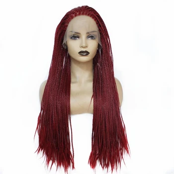 Micro Braided Long Synthetic Lace Front Wigs Heat Resistant Fiber Replacement Wigs With Baby Hair For Black Women Burgundy Color
Micro Braided Long Synthetic Lace Front Wigs Heat Resistant Fiber Replacement Wigs With Baby Hair For Black Women Burgundy Color