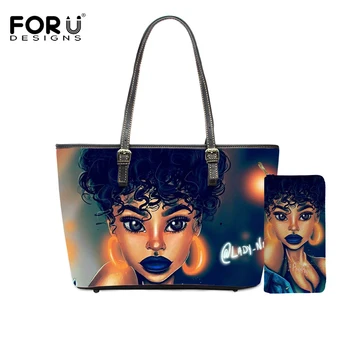 FORUDESIGNS Luxury Brand 2pcs Handbags Set for Women Black African American Girls Queen Prints Beach Bags Ladies Hand Bag balso
FORUDESIGNS Luxury Brand 2pcs Handbags Set for Women Black African American Girls Queen Prints Beach Bags Ladies Hand Bag balso