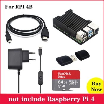 Raspberry Pi 4 Aluminum Case Box Enclosure Shell with Power Supply Adapter Mini HDMI to HDMI Cable for Raspberry Pi 4 Model B 4B
Raspberry Pi 4 Aluminum Case Box Enclosure Shell with Power Supply Adapter Mini HDMI to HDMI Cable for Raspberry Pi 4 Model B 4B