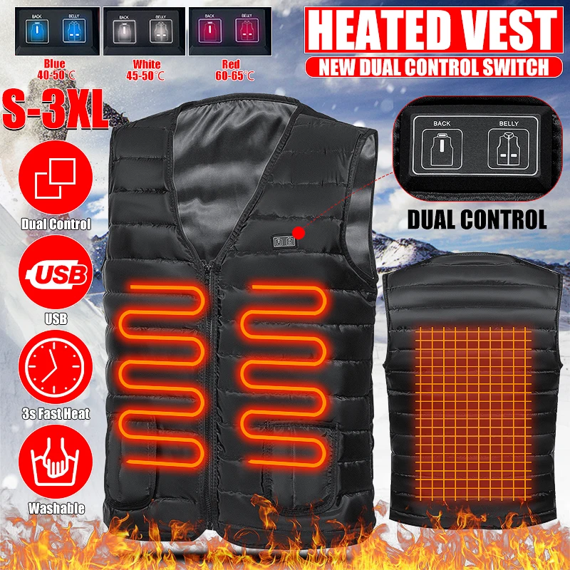 Dual Control USB Electric Heated Vest Men Women Washable Heating Jacket Winter Outdoor Hiking Thermal Warm Waistcoat 
Dual Control USB Electric Heated Vest Men Women Washable Heating Jacket Winter Outdoor Hiking Thermal Warm Waistcoat