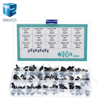 200pcs/lot Radial capacitors set 15Values 0.1uF-220uF Electrolytic Capacitor Assortment Kit 10V/16V/25V/50V capacitor pack
200pcs/lot Radial capacitors set 15Values 0.1uF-220uF Electrolytic Capacitor Assortment Kit 10V/16V/25V/50V capacitor pack