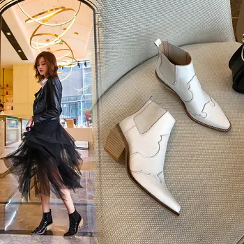 Slip On Western Boots Cowboy Boots Women Leather Boots Women Genuine Pointed Toe high Heel Ankle Boots Thick Square Heel
Slip On Western Boots Cowboy Boots Women Leather Boots Women Genuine Pointed Toe high Heel Ankle Boots Thick Square Heel