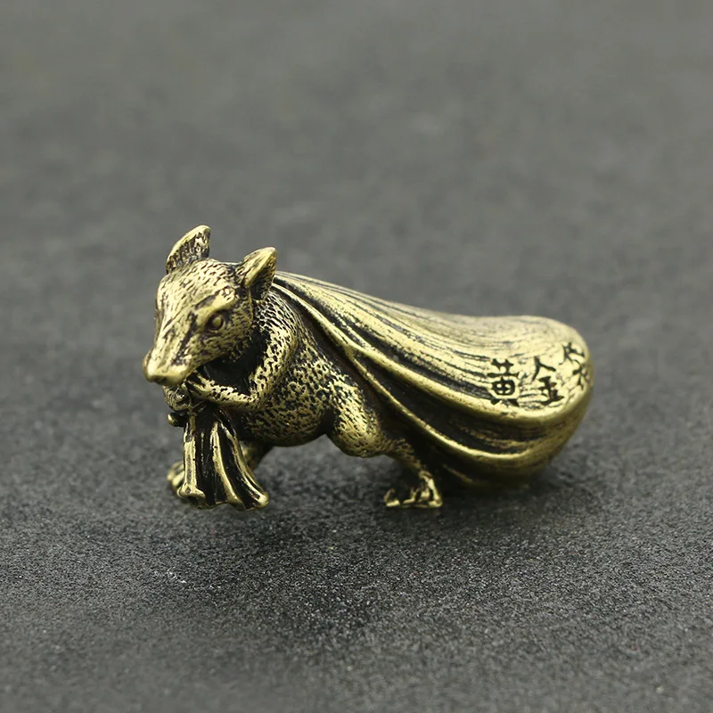 Медная маленькая мышь, большая сумка для денег, счастливая фэншуй, фигурки, украшения, античное животное, бронзовое украшение для дома, настольное украшение