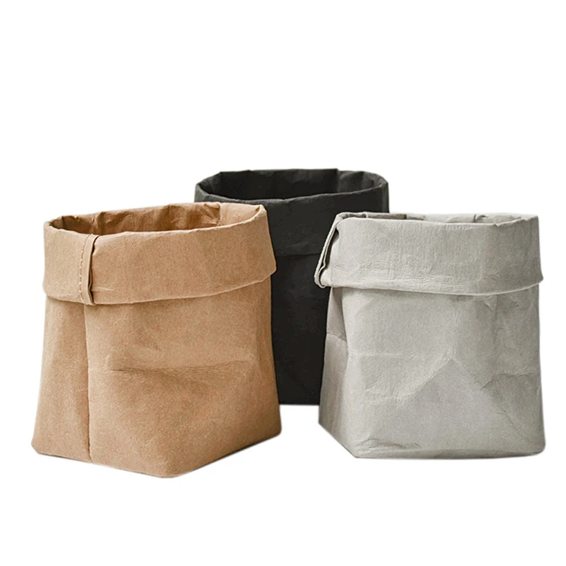 Washable kraft paper bag plant flower pot multifunctional portable simple home garden storage bag save space reuse