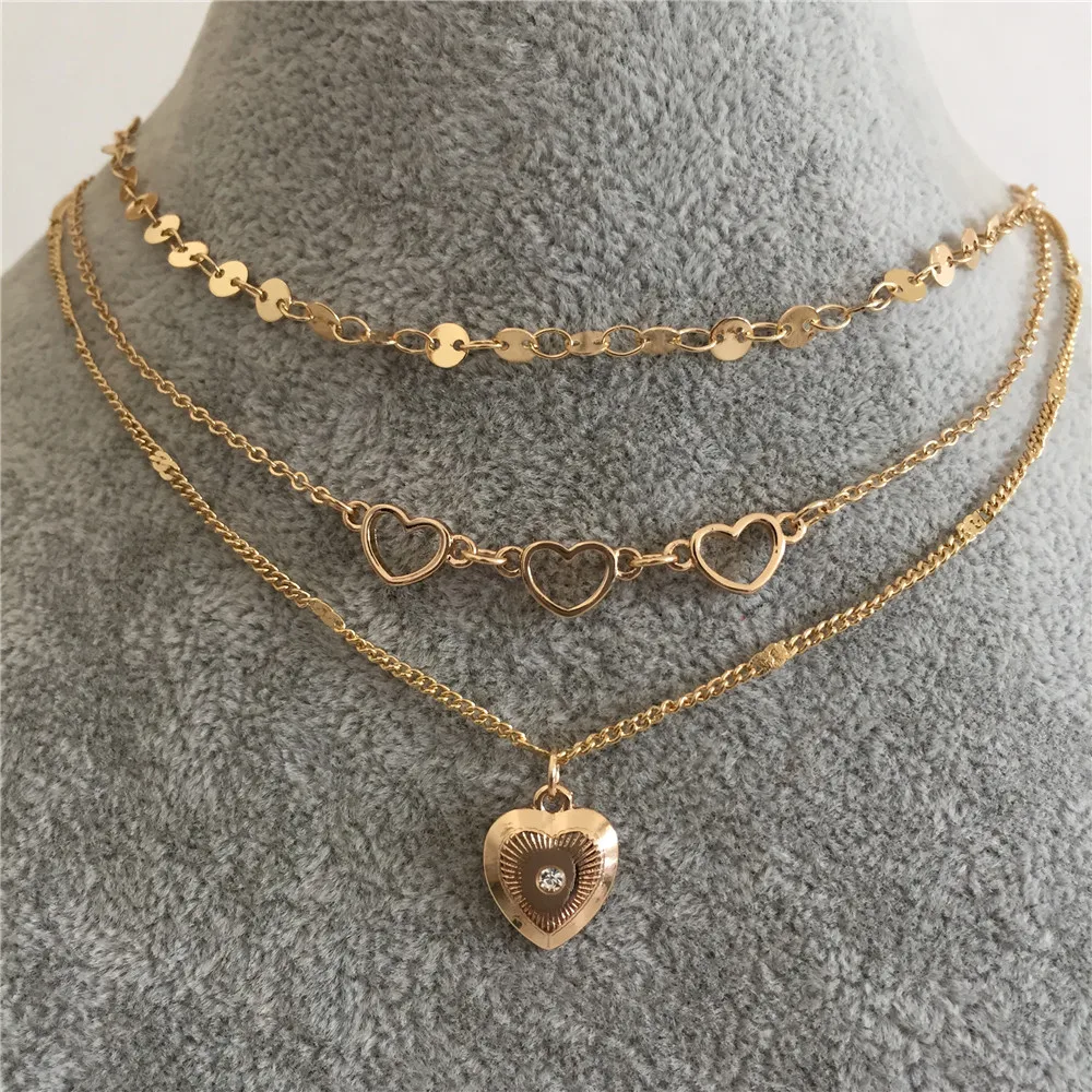 Lovely heart pendant with heart linked layered necklace separated 
Lovely heart pendant with heart linked layered necklace separated