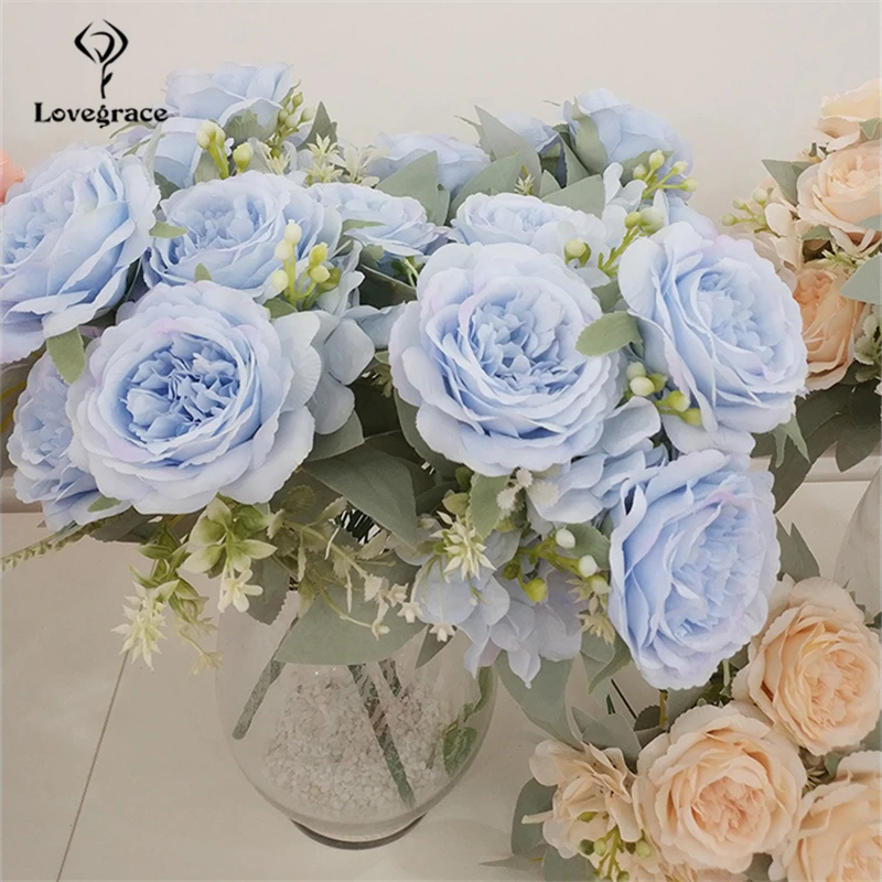 Фото Lovegrace мини букет подружки невесты свадебный цветок 6 головок Шелковый Пион для
