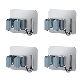 Broom Holder with Hook, Self-Adhesive Wall Mounted Mop Clips Broom Organizer For Home Bathroom Kitchen 4 Pack
Broom Holder with Hook, Self-Adhesive Wall Mounted Mop Clips Broom Organizer For Home Bathroom Kitchen 4 Pack