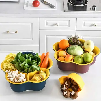 Hot Pot Turntable 2-layer Vegetable Fruit Drainer Organizer Candy Tray Food Storage Box Double-deck Dried Fruit Organizer Plate
Hot Pot Turntable 2-layer Vegetable Fruit Drainer Organizer Candy Tray Food Storage Box Double-deck Dried Fruit Organizer Plate