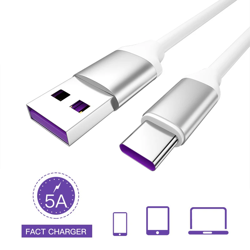 Кабель зарядный 5A USB Type-C для Huawei Mate 20 Pro P20 Lite кабель C быстрой зарядки Samsung Galaxy S9 S10 |