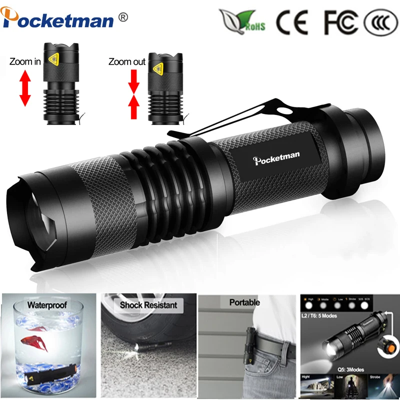 Fishing Bicycle Light 14500/18650 Mini Led flashlight Zoom Brightest Torch Q5/T6/L2 linterna LED Lanterna 8000LM Waterproof
Fishing Bicycle Light 14500/18650 Mini Led flashlight Zoom Brightest Torch Q5/T6/L2 linterna LED Lanterna 8000LM Waterproof