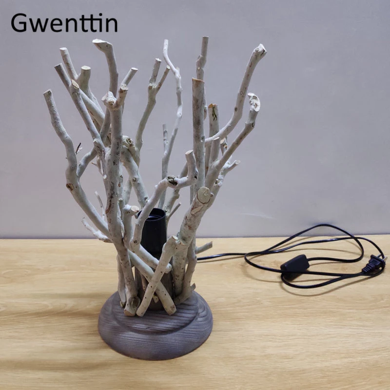 Оригинальная деревянная настольная лампа в виде дерева, винтажный Настольный светильник для спальни, светодиодные осветительные приборы, домашний декор Оригинальная деревянная настольная лампа в виде дерева, винтажный Настольный светильник для спальни, светодиодные осветительные приборы, домашний декор