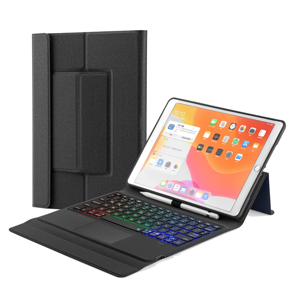 5.1 Bluetooth Keyboard Case for iPad 10.2", iPad Touchpad Leather Case + 7 Colors Backlit+ All In One Design
5.1 Bluetooth Keyboard Case for iPad 10.2", iPad Touchpad Leather Case + 7 Colors Backlit+ All In One Design