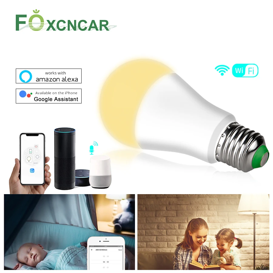 Dimmable 15W E27 WiFi Smart Light Bulb LED Lamp App Operate Alexa Google Assistant Voice Control Wake Up Smart Lamp Night Light
Dimmable 15W E27 WiFi Smart Light Bulb LED Lamp App Operate Alexa Google Assistant Voice Control Wake Up Smart Lamp Night Light