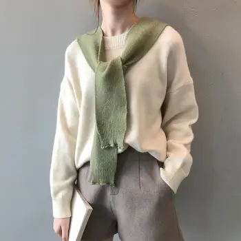 New Autumn Women's Long Sleeve Knitted Round Collar Sweater O-Neck Casual Shawl Two Piece Knitwear
New Autumn Women's Long Sleeve Knitted Round Collar Sweater O-Neck Casual Shawl Two Piece Knitwear