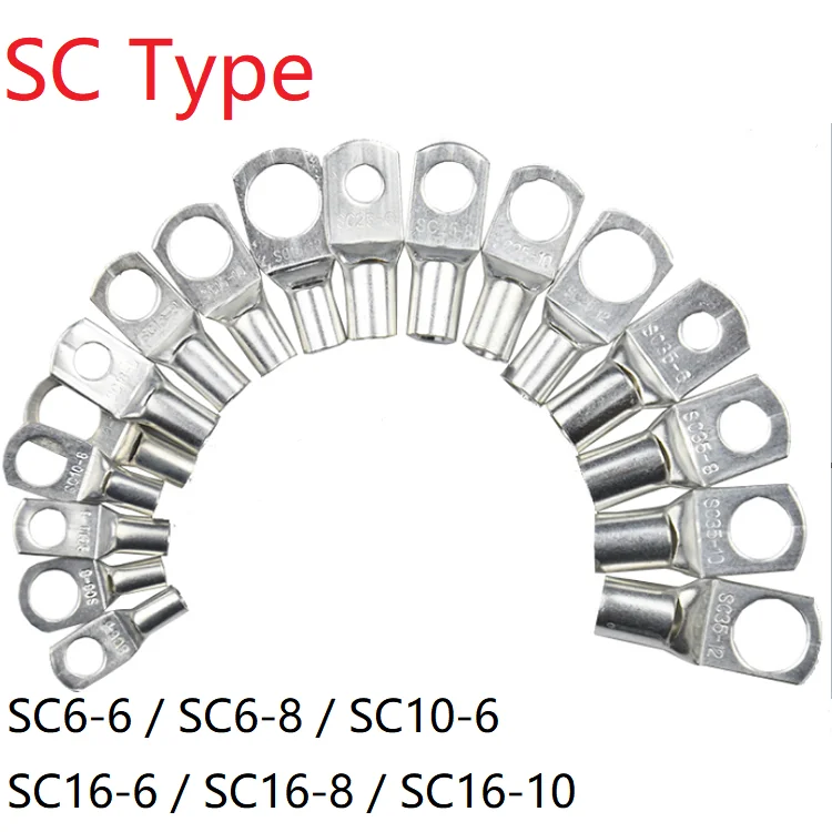 5pcs SC Type Wire Nose Terminal SC6 SC10 SC16 Bare Copper Battery Block Lugs Hole ID 6mm 8mm 10mm Crimp DTGA Cable End Connector
5pcs SC Type Wire Nose Terminal SC6 SC10 SC16 Bare Copper Battery Block Lugs Hole ID 6mm 8mm 10mm Crimp DTGA Cable End Connector