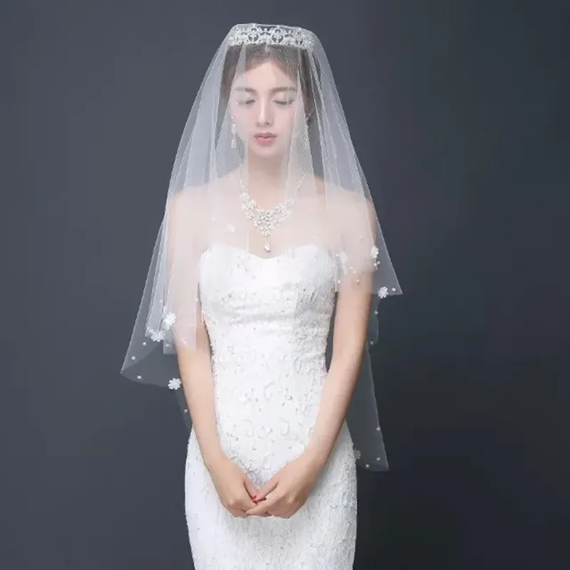 Высокое качество цветок жемчужного кружева вуаль 1 5 метра невесты свадебное
