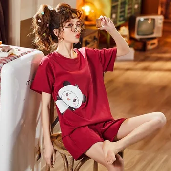 Summer Women's Pajama Suit Cotton Summer Short-Sleeved Shorts In The Spring and Autumn Cute Student Leisure Tops Two-Piece Set
Summer Women's Pajama Suit Cotton Summer Short-Sleeved Shorts In The Spring and Autumn Cute Student Leisure Tops Two-Piece Set