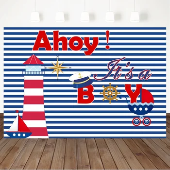 Navy Theme Boy Baby Shower Photography Background Warship Lighthouse It's a Boy Backdrop Blue and White Stripes Photo Background
Navy Theme Boy Baby Shower Photography Background Warship Lighthouse It's a Boy Backdrop Blue and White Stripes Photo Background