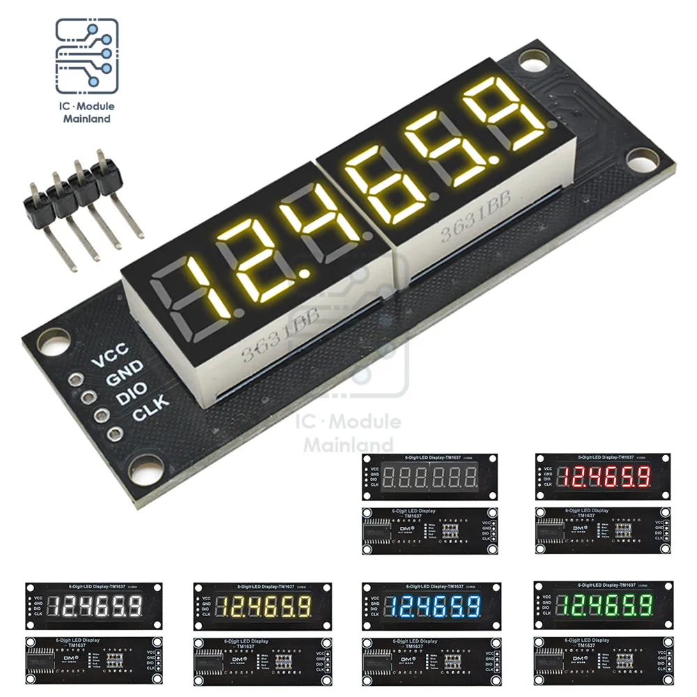 0.36 Inch 4 Bits 6-Digit LED Digital Display Tube Module 5V 7 Segments TM1637 0.36" Anode Decimal | Электронные компоненты