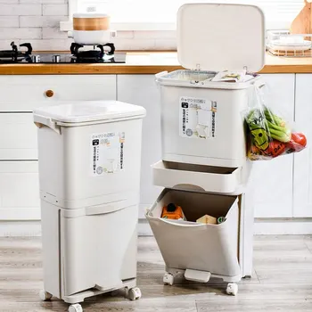 Garbage Classification 38L/42L 3 Layers Plastic Trash Bin Home Kitchen Garbage Classification Can with Wheels Garbage Storage
Garbage Classification 38L/42L 3 Layers Plastic Trash Bin Home Kitchen Garbage Classification Can with Wheels Garbage Storage