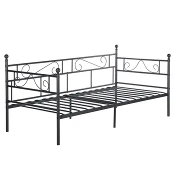 EGGREE Daybed Single Bed Frame with Headboard and Solid Metal Slat Mattress Platform Base Guest Bed Frame Sofa Bed Black White
EGGREE Daybed Single Bed Frame with Headboard and Solid Metal Slat Mattress Platform Base Guest Bed Frame Sofa Bed Black White