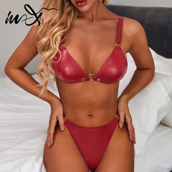 In-X Sexy burgundy red bikini set 2020 Pu leather swimsuit female Rings swimwear women Push up bikinis Bathing suit Two pieces
In-X Sexy burgundy red bikini set 2020 Pu leather swimsuit female Rings swimwear women Push up bikinis Bathing suit Two pieces