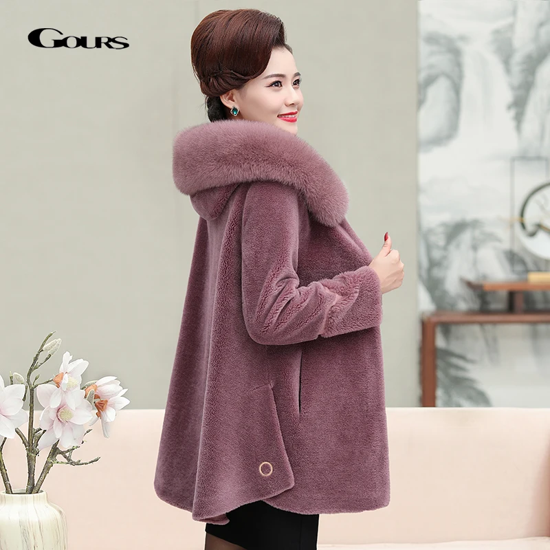 GOURS Winter Genuine Shearling Jacket Women Wool Real Fur Long Coats Natural Fox Fur Hooded Thick Warm 2020 New Plus Size LD8632
GOURS Winter Genuine Shearling Jacket Women Wool Real Fur Long Coats Natural Fox Fur Hooded Thick Warm 2020 New Plus Size LD8632
