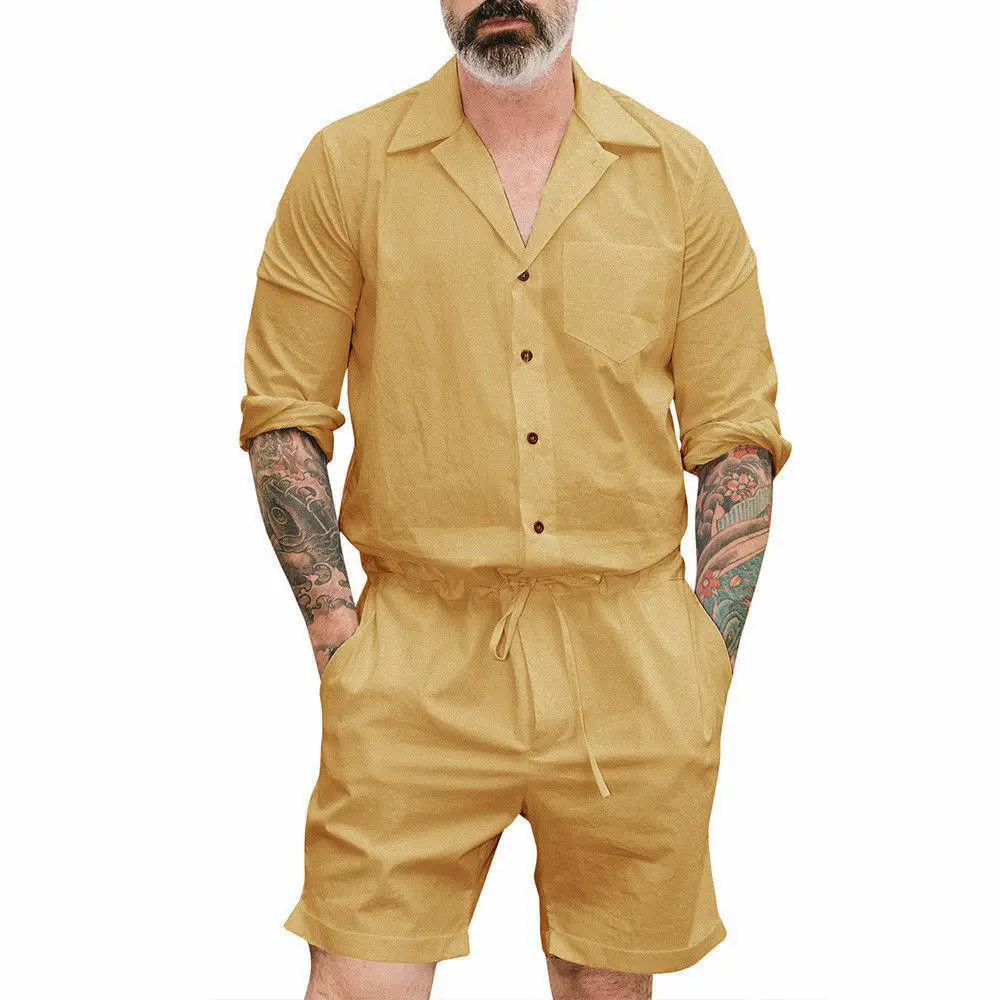 Summer Men Plus Size Casual V-neck Short Sleeve One Piece Rompers Street Cargo Pants Solid Jumpsuit Bodysuits Overalls
Summer Men Plus Size Casual V-neck Short Sleeve One Piece Rompers Street Cargo Pants Solid Jumpsuit Bodysuits Overalls
