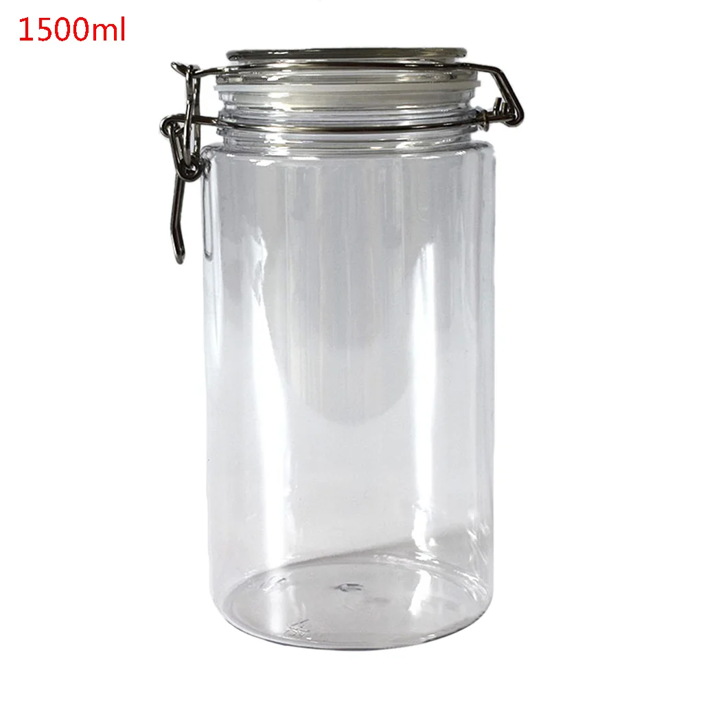 1500ML Plastic Round Clip Top Storage Jar With Airtight Seal Lid Food Container Tableware Preserving Kitchen Flour Pasta Spice
1500ML Plastic Round Clip Top Storage Jar With Airtight Seal Lid Food Container Tableware Preserving Kitchen Flour Pasta Spice