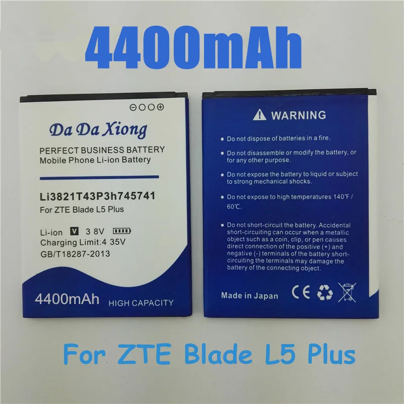 Новый аккумулятор 4400 мАч Li3821T43P3h745741 для ZTE Blade L5 Plus|battery for|battery for ztebatteries batteries |