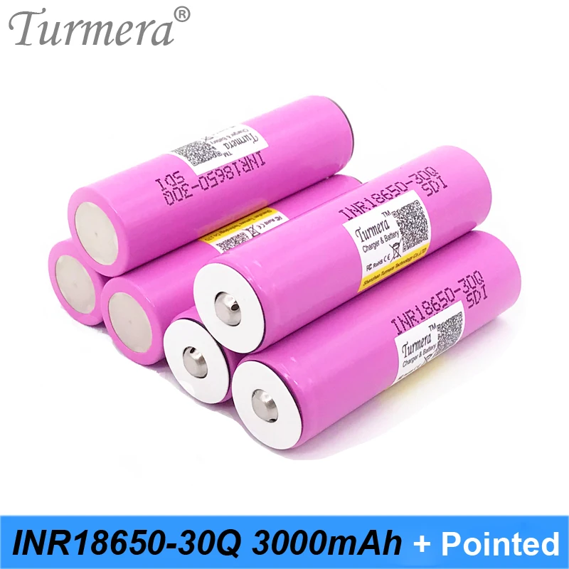 original 18650 3000mah battery 30a Turmera for sansung inr18650-30q 3000mah 20a battery with pointed for vape electric cigarette flashlight 01