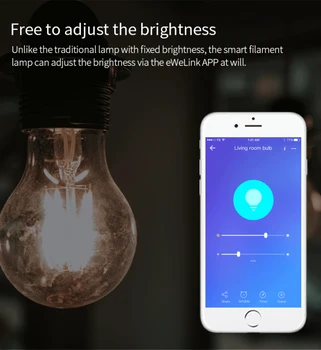 220V LED Lamp WiFi Smart Filament Bulb EWeLink APP Remote Control 2700-6500K Dual-color Bulb E27 7.5W Dimmable Bulb Night Light
220V LED Lamp WiFi Smart Filament Bulb EWeLink APP Remote Control 2700-6500K Dual-color Bulb E27 7.5W Dimmable Bulb Night Light