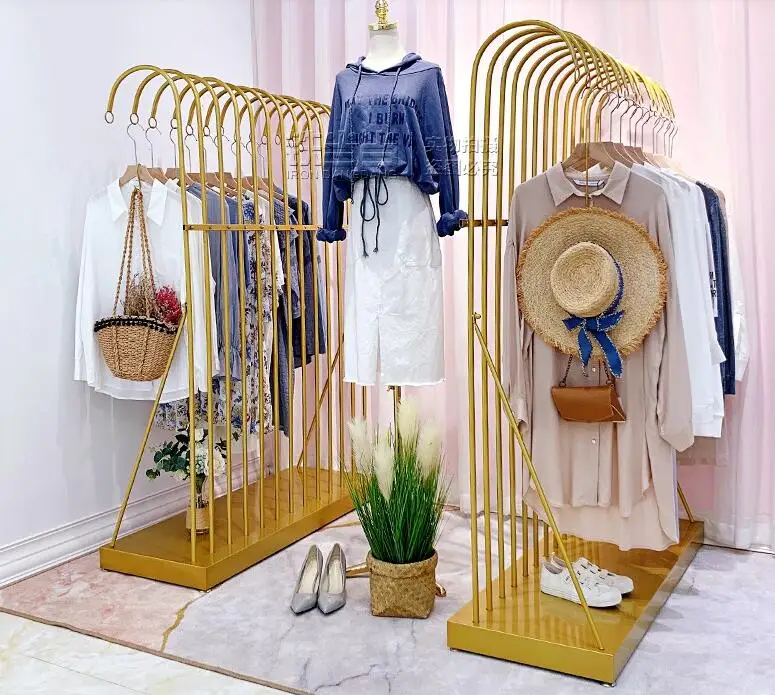 

Clothing display rack floor-standing golden simple high-end combination hanger women's clothing store model props Nakajima shelf