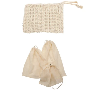 6 Pcs Natural Exfoliating Soap Bags Handmade Sisal Soap Bags & 10 Pack Reusable Cotton Produce Mesh Bag 
6 Pcs Natural Exfoliating Soap Bags Handmade Sisal Soap Bags & 10 Pack Reusable Cotton Produce Mesh Bag