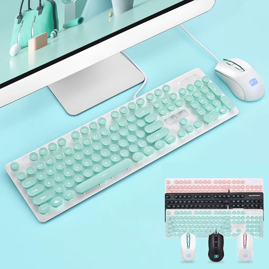 New N518 Punk Robot Wired Keyboard And Mouse Set Round Key Cap For PC Computer For Notebook Laptop Mac Desktop PC TV Office
New N518 Punk Robot Wired Keyboard And Mouse Set Round Key Cap For PC Computer For Notebook Laptop Mac Desktop PC TV Office