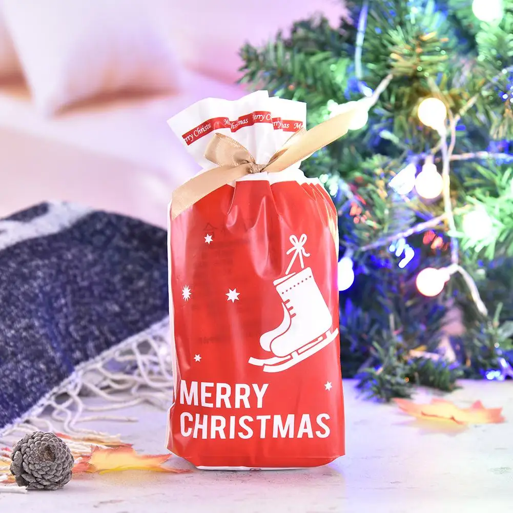 style 50 pcs christmas drawstring bags cute candy ribbon bundle