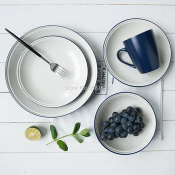 Western-style blue household ceramic tableware simple and fashionable noodle soup bowl mug
Western-style blue household ceramic tableware simple and fashionable noodle soup bowl mug
